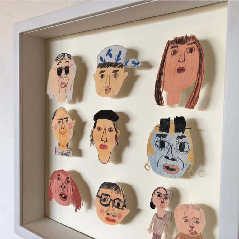 只今SOLD OUT再入荷まで1ヶ月かかります【こどものアート】『Faces』アート(箱型額付き)